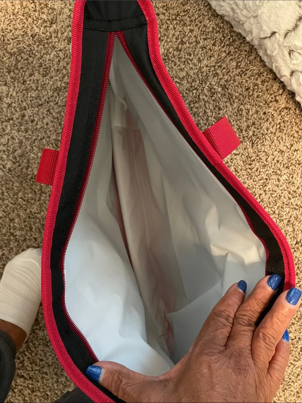 💥 NWT TRADER JOE’S Oversized Large INSULATED RED Embroidered Double handled Bag